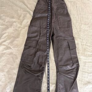 Brown Cargo leather jumpsuit